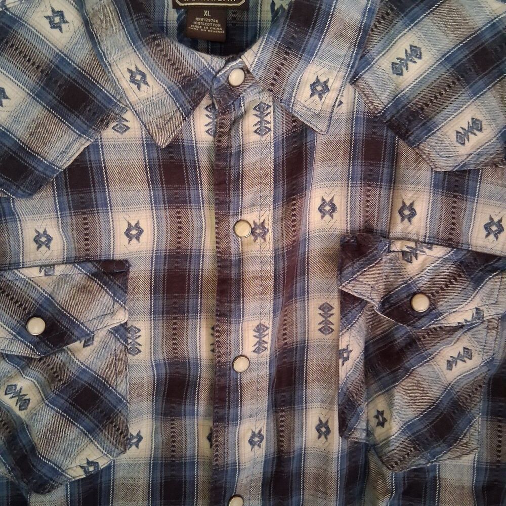 C.E. Schmidt Workwear Pearl Snap Long Sleeve  Snap Up Shirt Adult Men  XL Blue